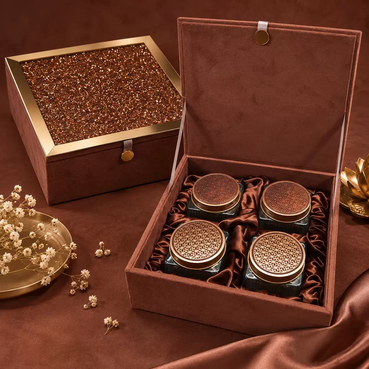 CRYSTAL BROWN GLASS BOX
