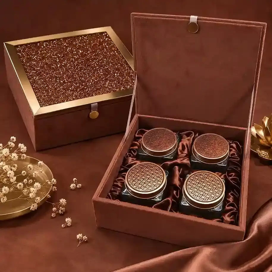 CRYSTAL BROWN GLASS BOX