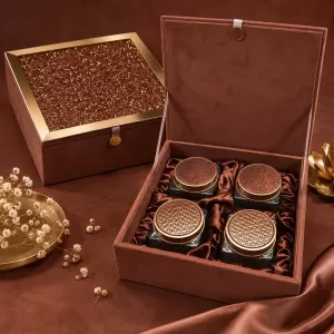 CRYSTAL BROWN GLASS BOX
